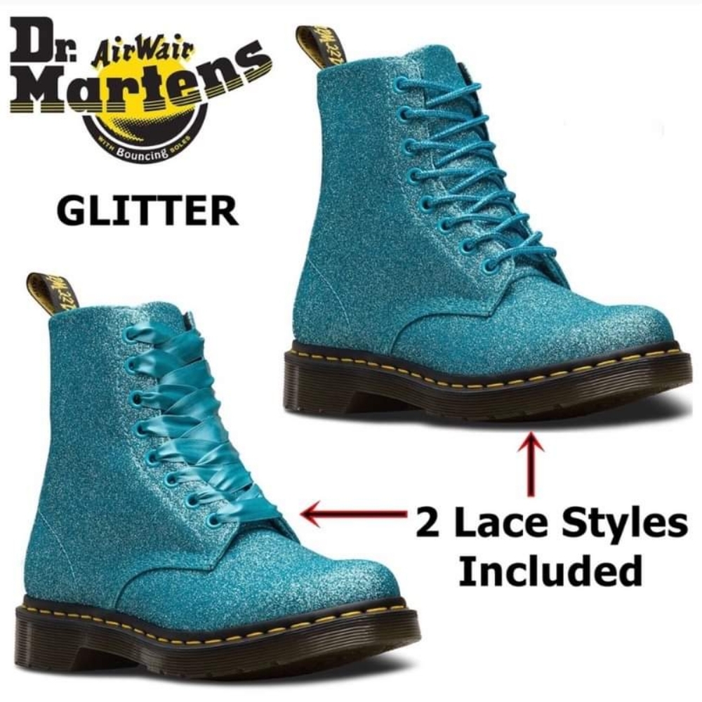 Dr. Martens teal/turquoise Glitter boots BRAND NEW size 7
